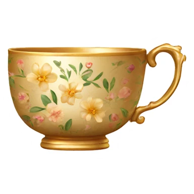 Golden teacup with floral pattern  sticker