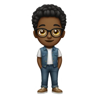 Cute black boy with side buns and glasses sticker