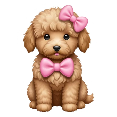 mini goldendoodle wearing pink hearts bow sticker