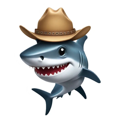 Shark with a cowboy hat sticker
