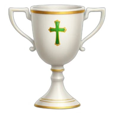 royal empty Christian cup for the winner with a cross sticker