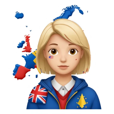 Europe styled student. Europe map with flags inside of the map is on the background  sticker