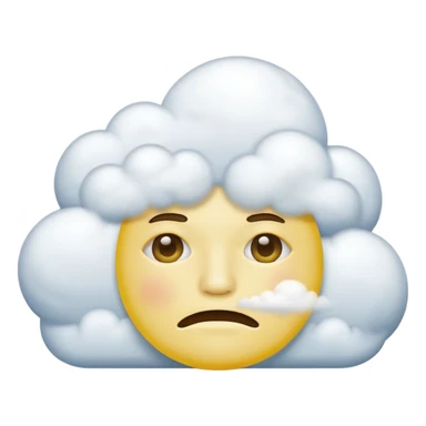 Yellow circle face covered in clouds cover a mouth add clouds on face cover clouds on mouth sticker