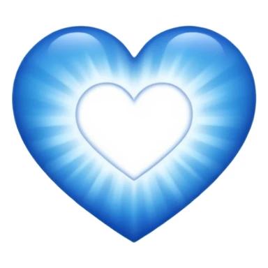 Small white blue heart radiating white light surrounded by a big blue cosmic heart sticker