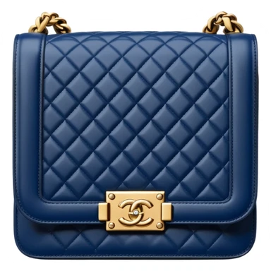 chanel le boy dark blue bag with gold hardware sticker