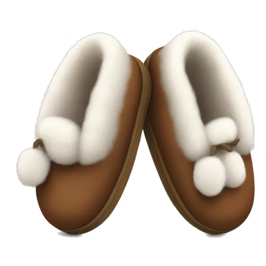Pair of brown slippers with white fur inside sticker
