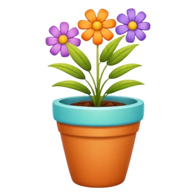 flower pot object icon, small decorative plant pot with blooming flower, ceramic texture, vibrant colors, cute garden vibe, 3D cartoon style, mobile game icon style, centered, clean background, no text, no watermark
 sticker