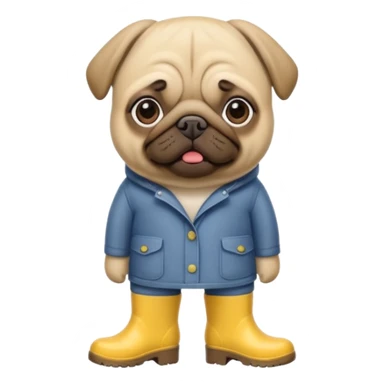 pug with rainboots sticker