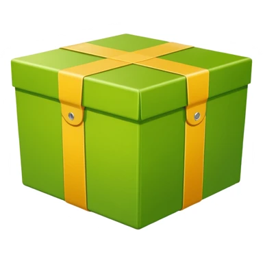 light green shipping box with shiny texture, no lid, no yellow bands, no logos, no stickers, apple style emoji sticker