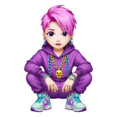  ghost-portrait-of-in-kpop-style,-wearing-flashy-streetwear-outfit,-colorful-dyed-hair,-confident-pose,-accessorized-with-chains- sticker