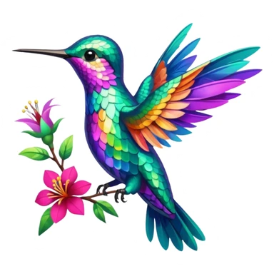 Hummingbirds with flowers sticker