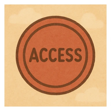 red circular stamp print with 'Access' in the center, grunge texture, white background sticker