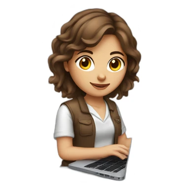 programmer girl with brown hair working with MacBook sticker