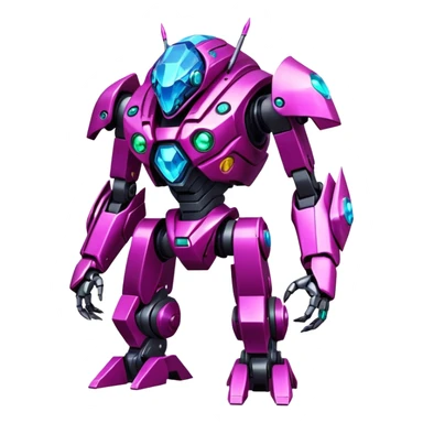 Edgy badass cool awesome epic sapphire emerald citron topaz magenta radioactive faulty rue ruby Tropical Futuristic Modern Mecha-Fakémon-hybrid-creature (full body)  sticker