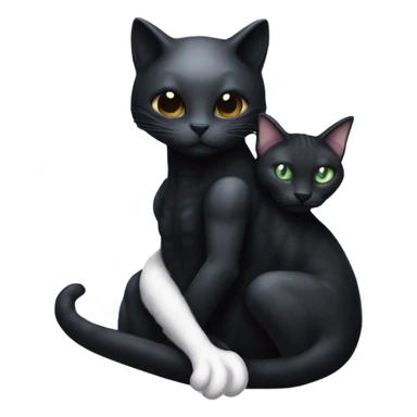 black xenomorph hugs a white cat sticker