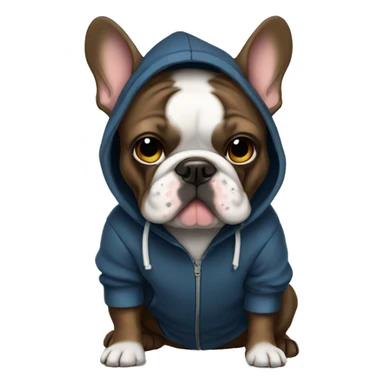 Dark frenchie Bulldog wearing a hoodie sticker