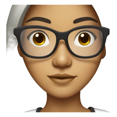 half asian half Dominican girl with rectangle glasses and long black hair  sticker