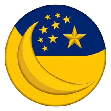 Flag of the actual Azad Kashmir with yellow stripes,green background and white moon and star sticker