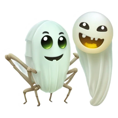 A cricket and a ghost being friends sticker