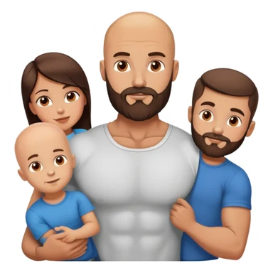 Muscular Bald man with a beard in love with his hot brunette wife and 3 sons sticker