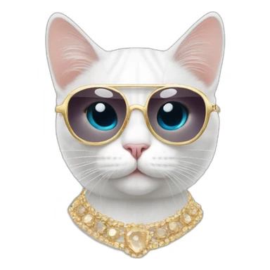white Cat with big jewellery and sunglasses sticker