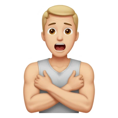 Man with arms crossed around neck screaming sticker