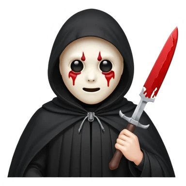 make a ghost face emoji with a cloak on and a bloody knife from the movie scream sticker