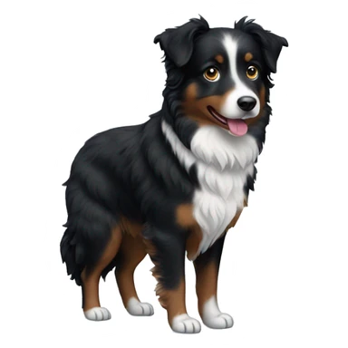 Small black australian shepherd dog winter scene  sticker