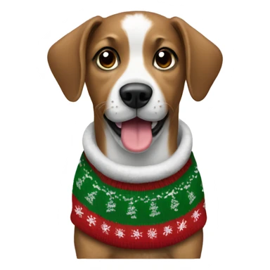 Dog wearing a Christmas sweater sticker