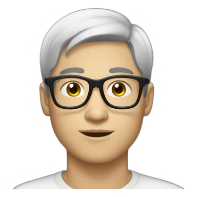 Young men type French, White skin ,Black straight hair, with glasses sticker