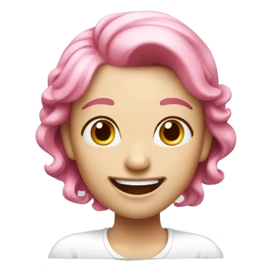 A girl with pink hair, white and shiny skin and a pleasant laugh. sticker