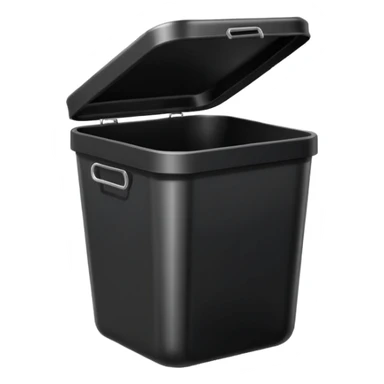 Black square trash can with opened lid sticker