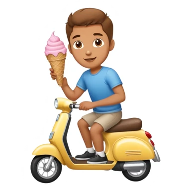 guy with icecream cup riding a scooter sticker