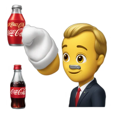 Macron caresse pikashu qui boit du coca cola sticker