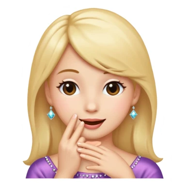 Emoji coquette, shy smile, hand near mouth (simplified), tiny sparkles, soft gradient background, 512x512, transparent background

 sticker