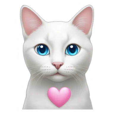 White cat with blue eyes in pink heart  sticker