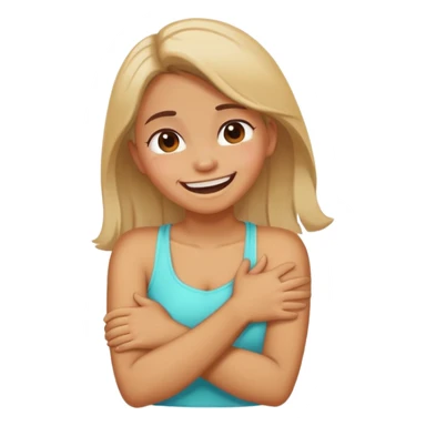 Girl arms crossed around her neck dying laughing sticker