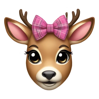 Cute deer and pink plaid bow  sticker