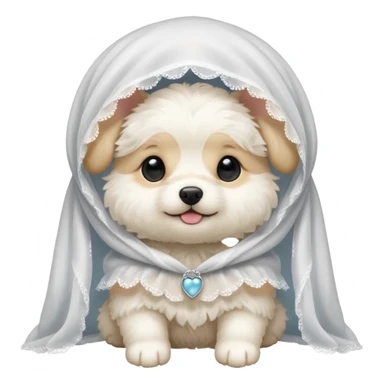 White puppy wearing a veil sticker