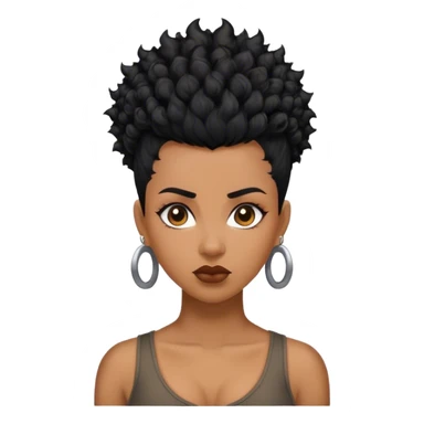 mulher de cabelo moicano preto cacheado sticker