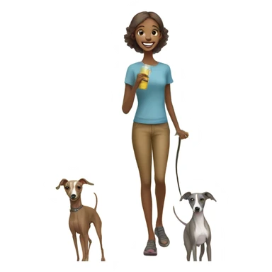 happy girl with italian greyhound outdoors sticker