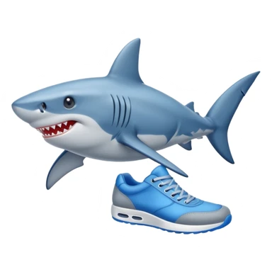 A shark with shoes blue  sticker