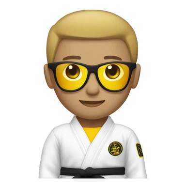 Light skinned Cool boy with jiujitsu gi with a yellow belt and sunglasses sticker