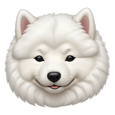 Meme-Worthy Cute Sleeping Samoyed Portrait Emoji, Head resting peacefully with a contented smile, showcasing a delightfully fluffy build and a luxuriously soft pure white Fur, eyes shut in a serene nap, Simplified yet hilariously adorable features, highly detailed, glowing with a soft, drowsy light, high shine, relaxed and utterly lovable, stylized with an air of playful laziness, bright and heartwarming, soft glowing outline, capturing the essence of a comically sleepy companion, so meme-worthy it feels like it could instantly become the next viral sensation of adorable slumber! sticker