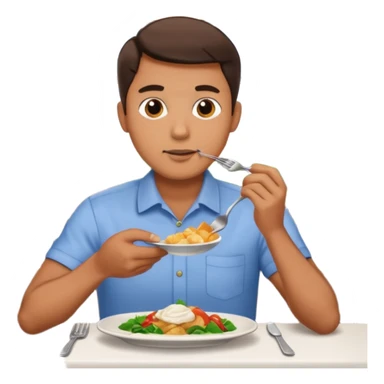 man eating at restaruant sticker