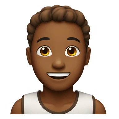 a brown happy kid   with  black  eyes sticker