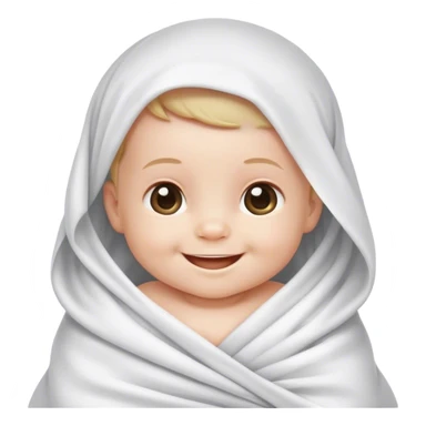 newborn baby smiling in white sheet sticker