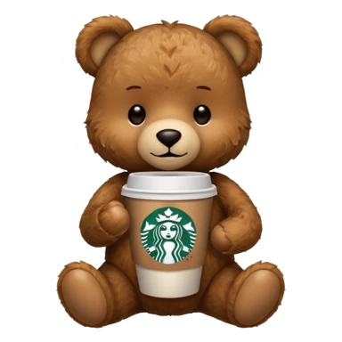teddy bear with one cup of starbucks coffee sticker