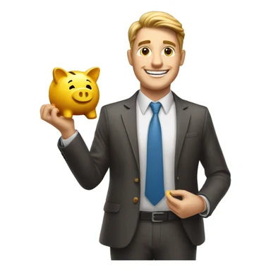 happy business man saving money sticker