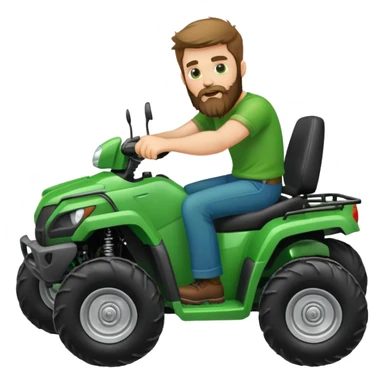 Stereotypical redneck with a beard breaking a green 4 wheeler sticker